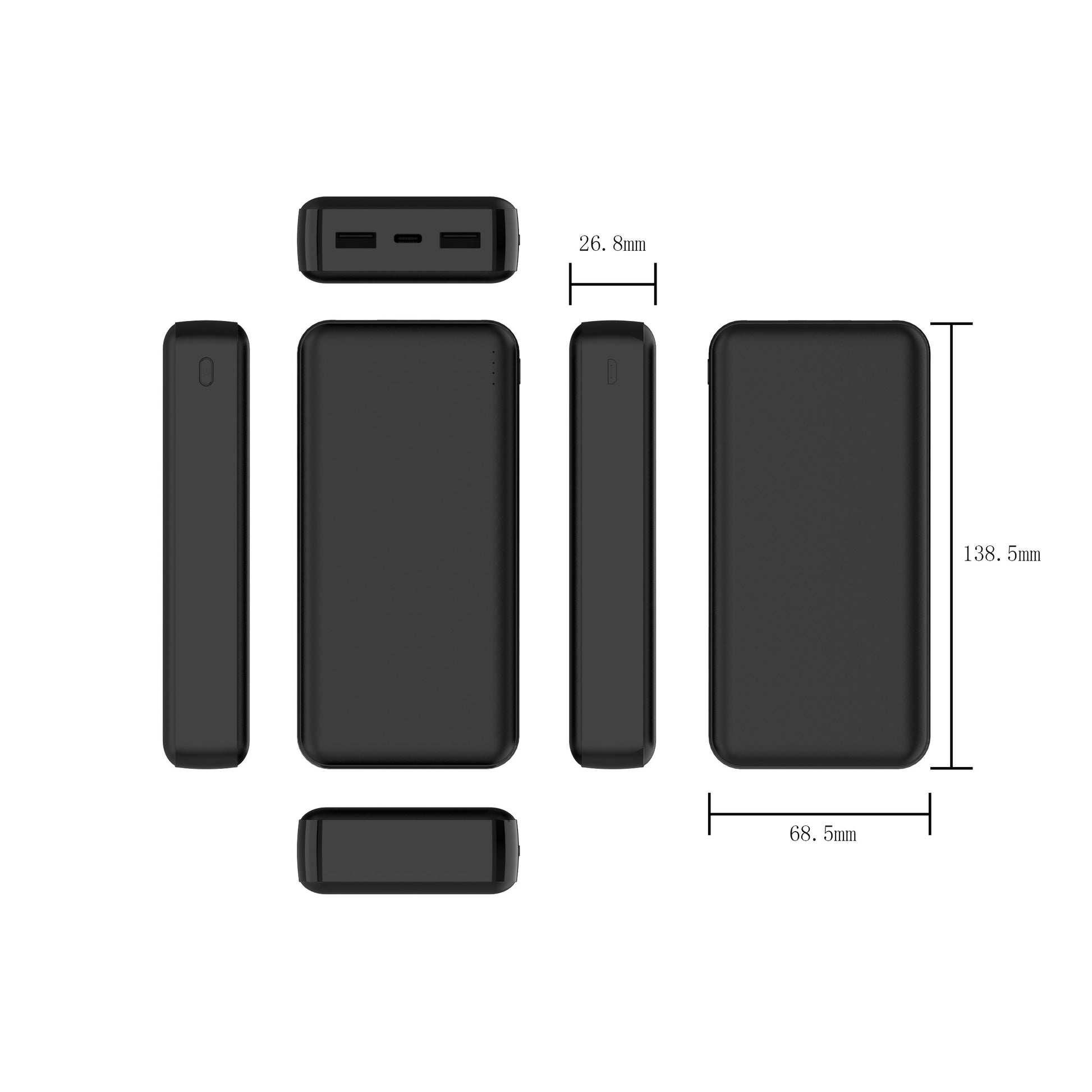 S2051 20000mAh Ultraslim quick charger with dual USB output & Type-c micro input power bank