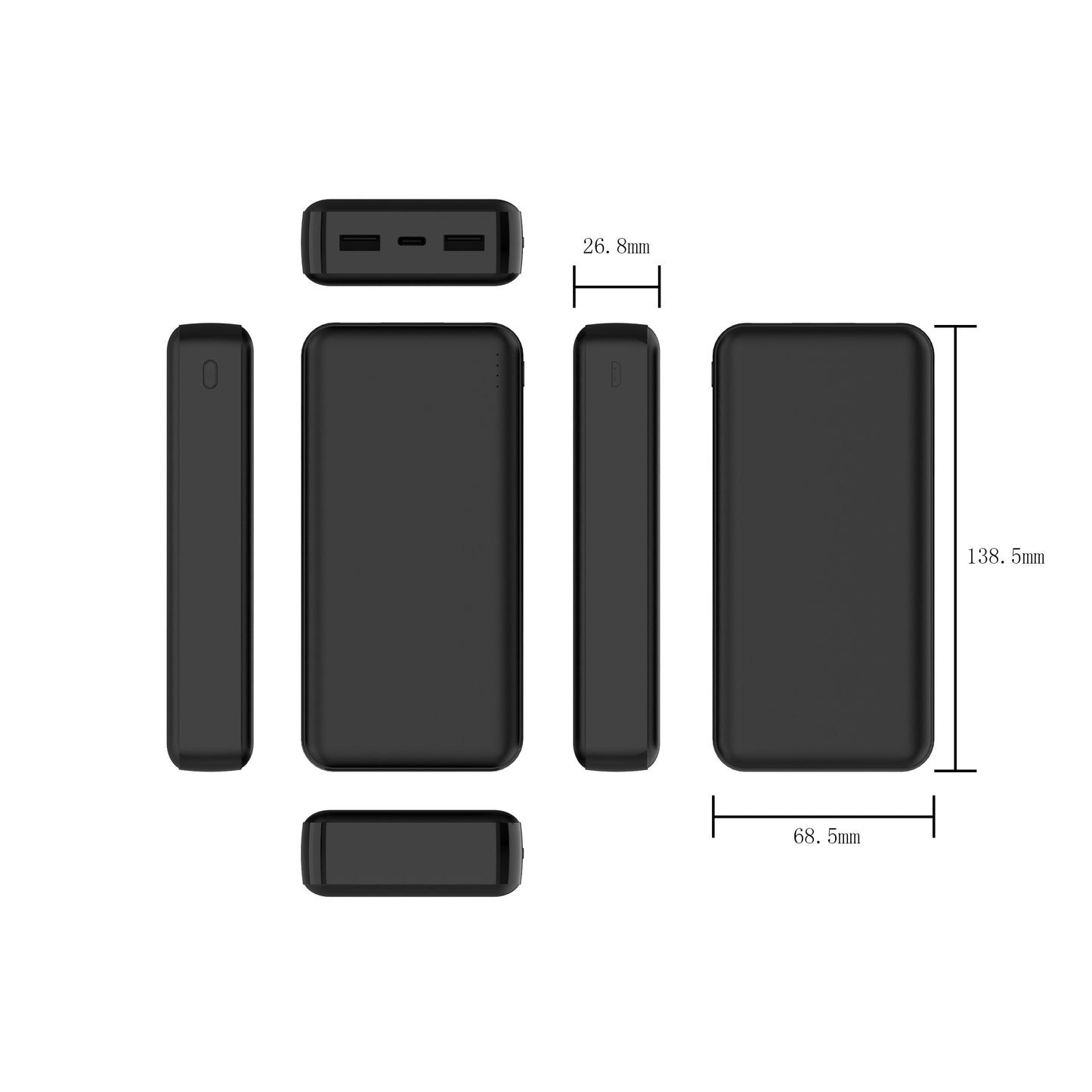 S2051PD 20000mAh Ultraslim quick charger with dual USB output & Type-c micro input power bank